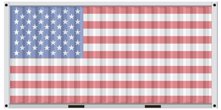 Free Vector american flag on shipping container