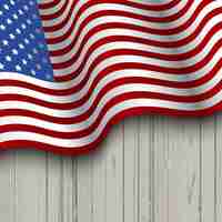 Free vector american flag on a wooden background