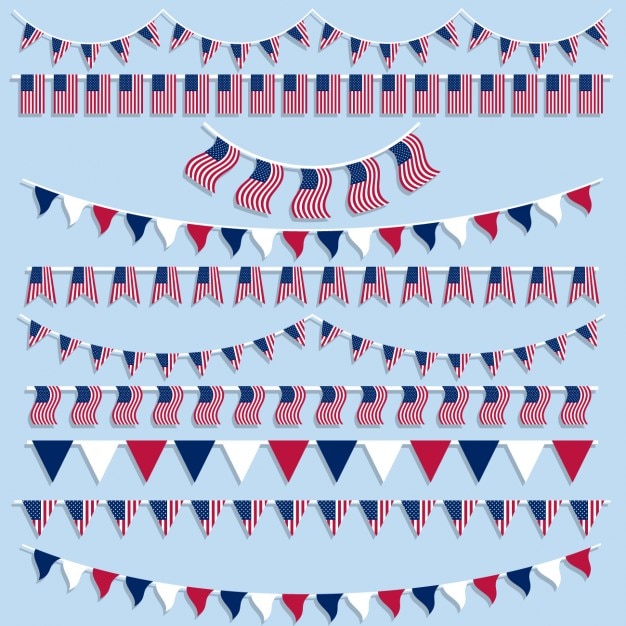 Free vector american flags and pennants