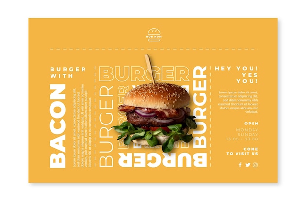 American Food Banner Template with Burger Photo – Free Vector Download