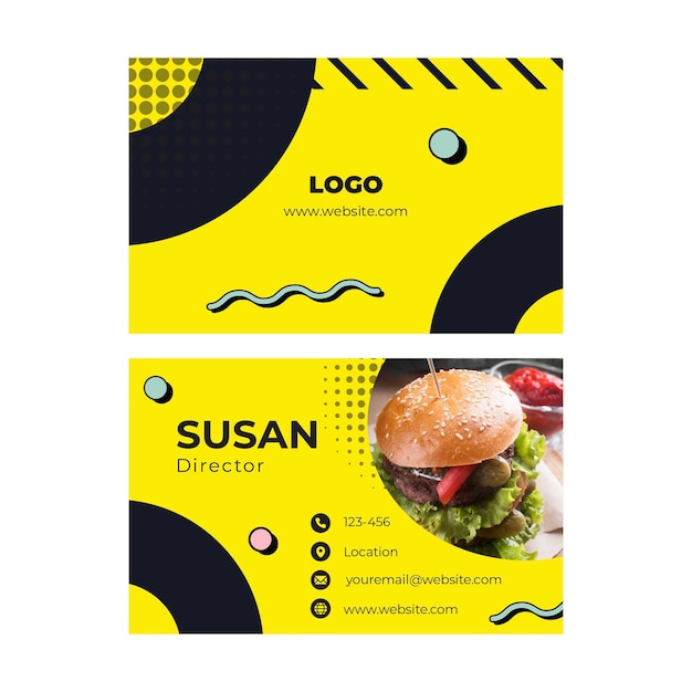 Free vector american food business card template