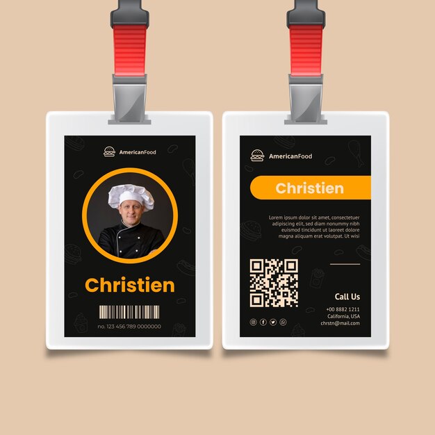 american food id card template