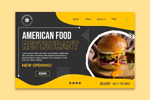 American food landing page template