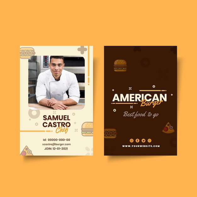 American food pub id card template