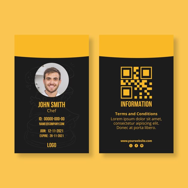 american food restaurant id card