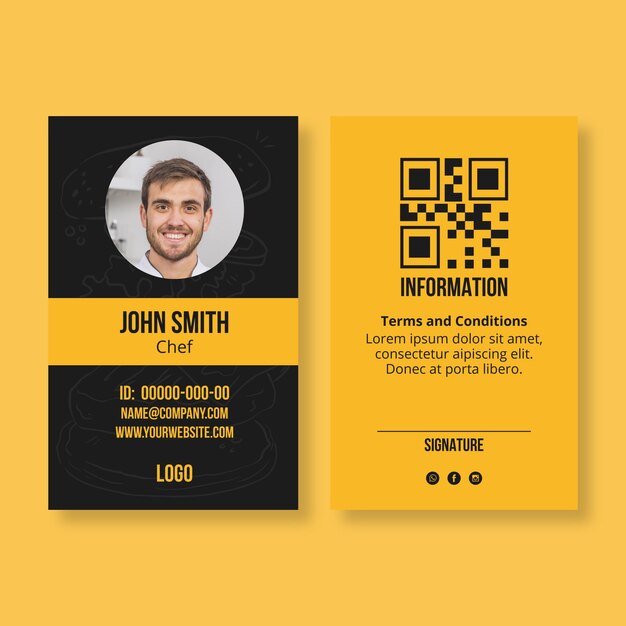 american food restaurant id card