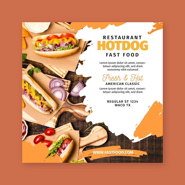 Free vector american food square flyer template