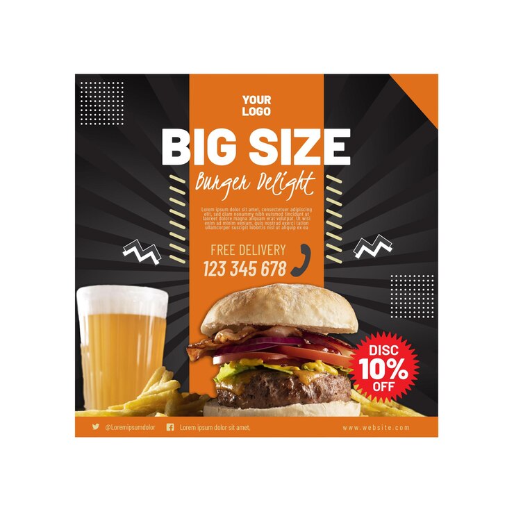 Free Vector american food squared flyer