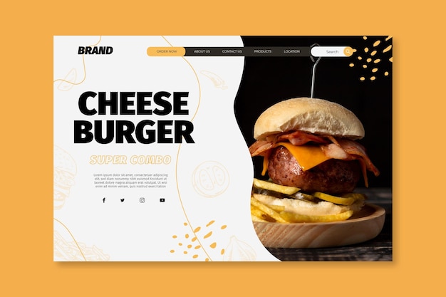 Free vector american food template landing page