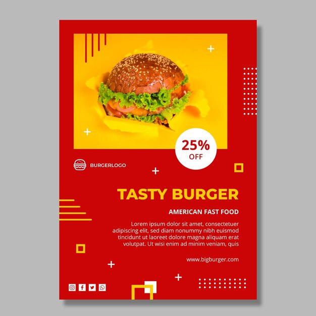 アメリカ料理の縦型チラシテンプレート
