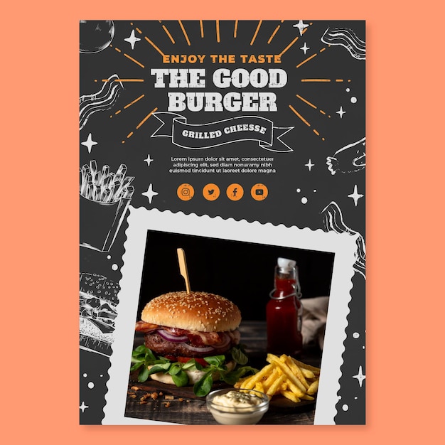 Free vector american food vertical flyer