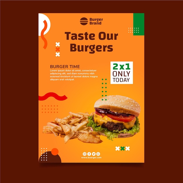 햄버거와 함께 미국 음식 수직 포스터