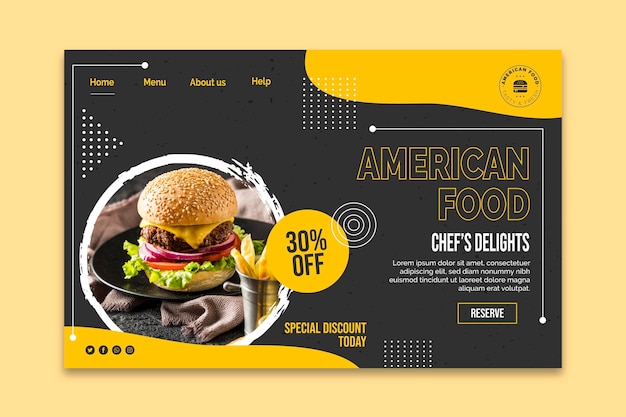 Vettore gratuito modello di web cibo americano