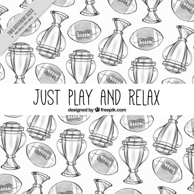 Free Vector american football background with hand-drawn trophies and balls