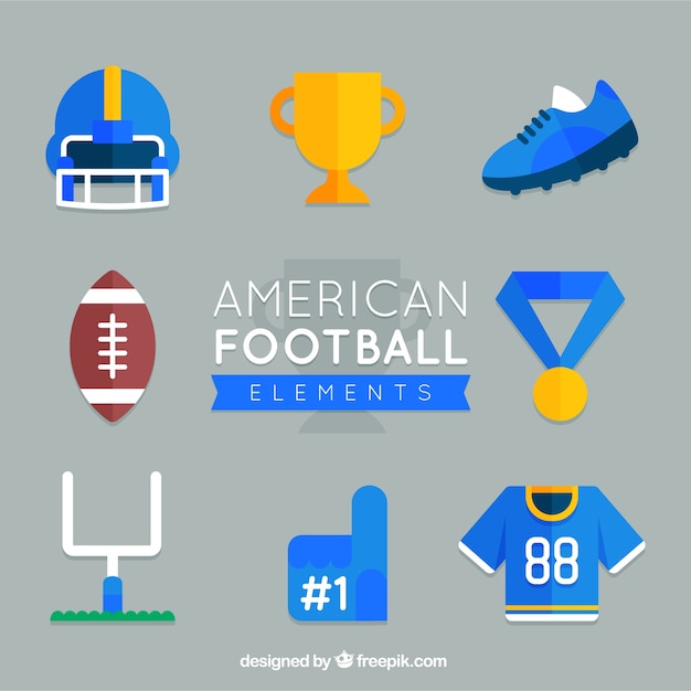 Бесплатное векторное изображение Американская коллекция футбол в плоском исполнении