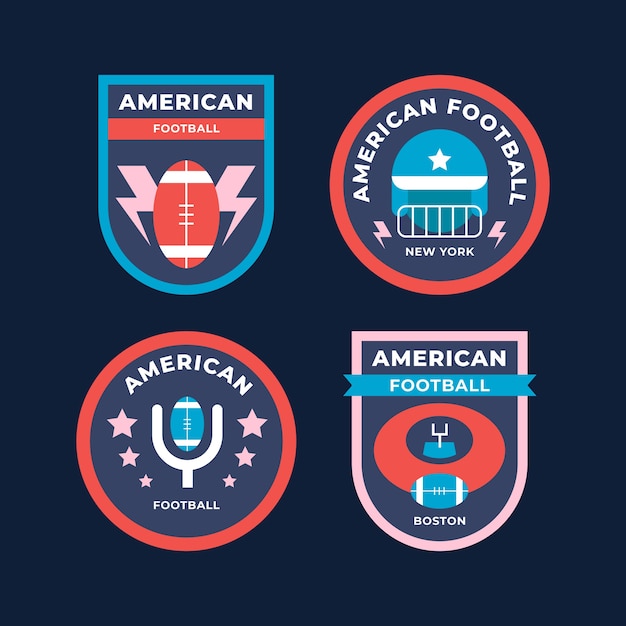 Free vector american football flat badges or labels