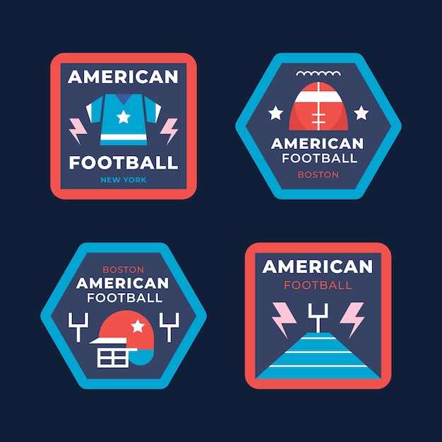 Free vector american football flat badges or labels