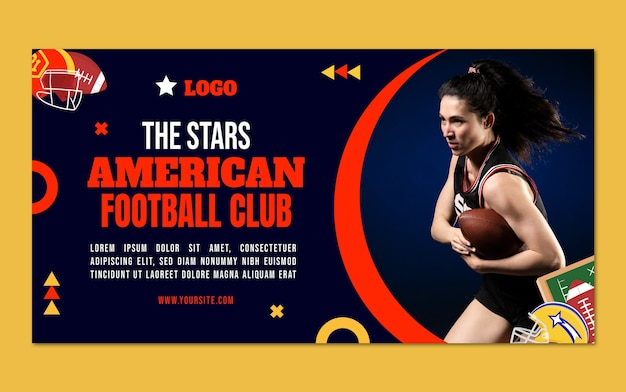 Free vector american football flat facebook ad