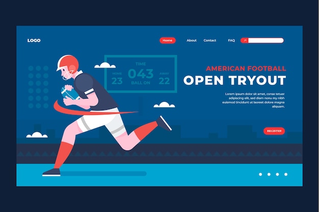 Free vector american football flat landing page