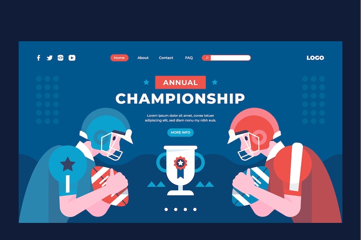 無料Vector アメリカンフットボールフラットランディングページ