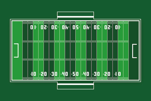 アメリカンフットボールのグリーンフィールドの上面図