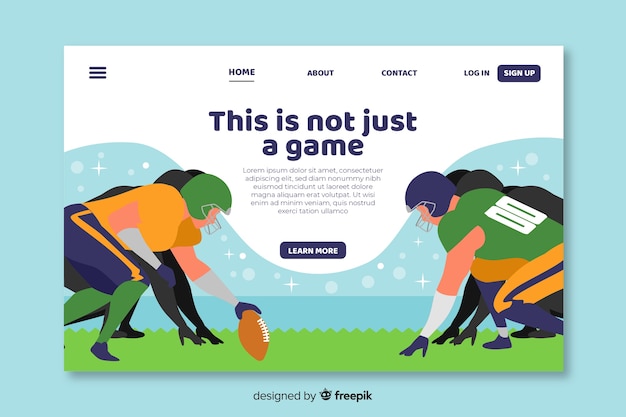 Free vector american football landing page template