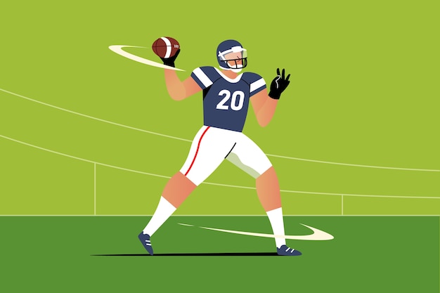 American Football Player Flat Design Illustration