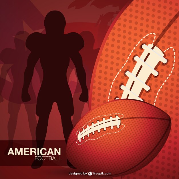 American football player silhouette and balls 