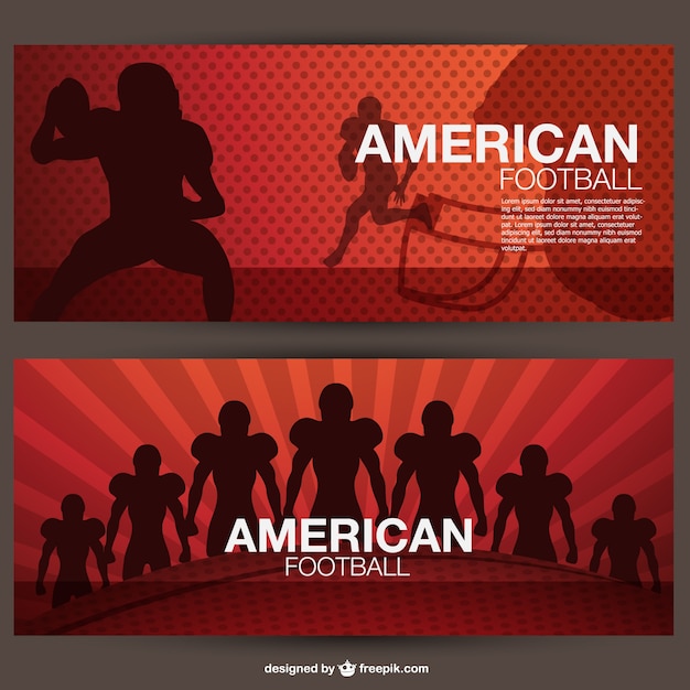 American football players banners set
