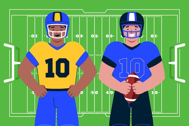 Free vector american football players in front of field