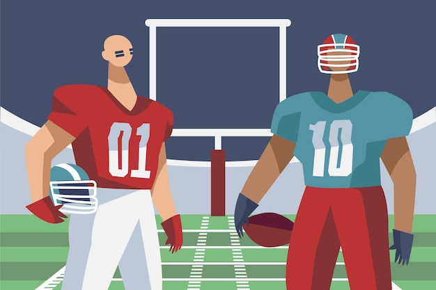 Free vector american football players in front of field