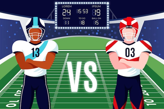 Free vector american football players in front of field