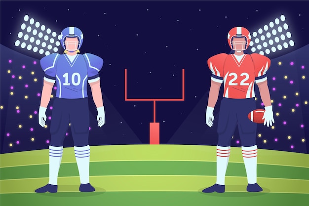 Free vector american football players in front of field