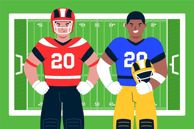 Бесплатное векторное изображение Игроки в американский футбол перед полем