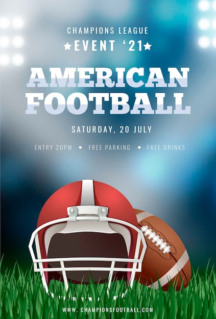 Free vector american football poster template with ball