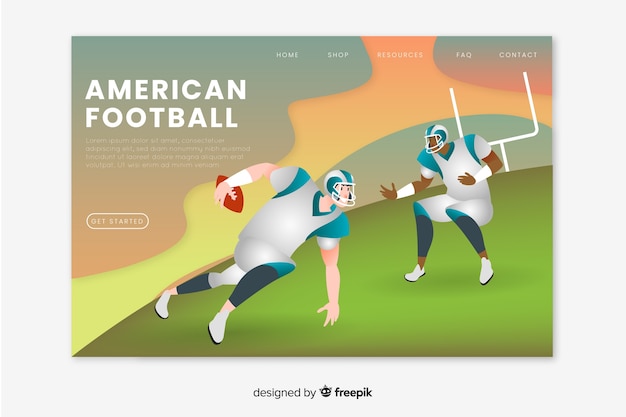 Free vector american football sport landing page