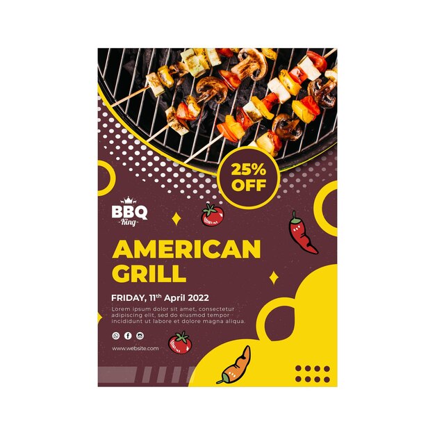 American grill vertical flyer template
