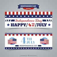 Free vector american independence day banners in vintage style