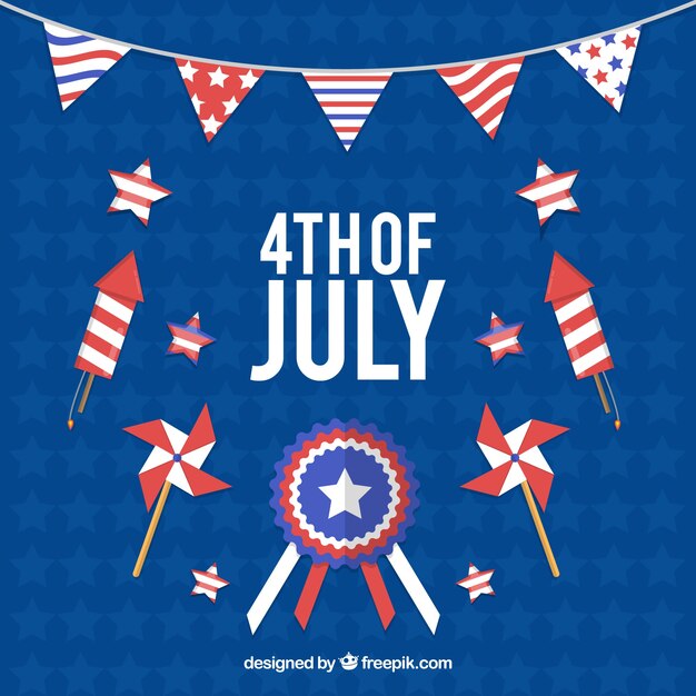 American independence day elements with flat design