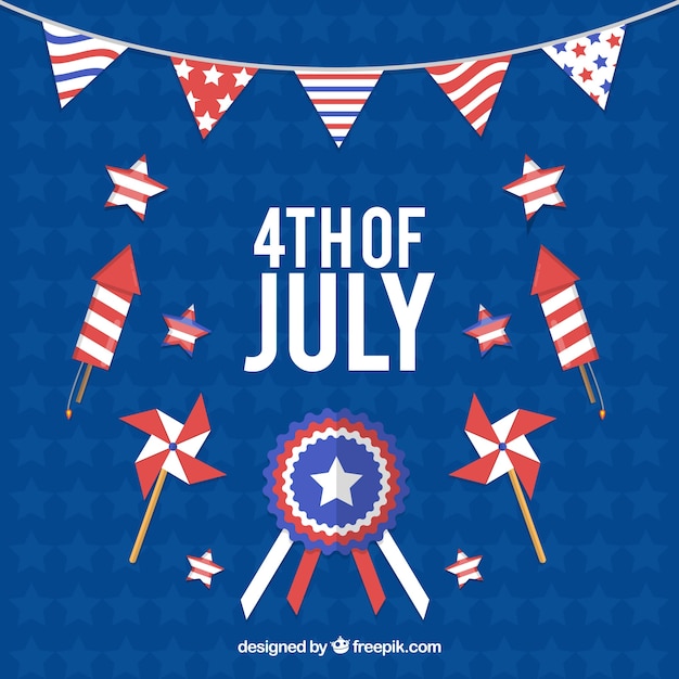 American independence day elements with flat design