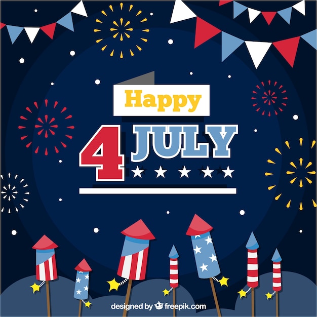 Free vector american independence day with fireworks