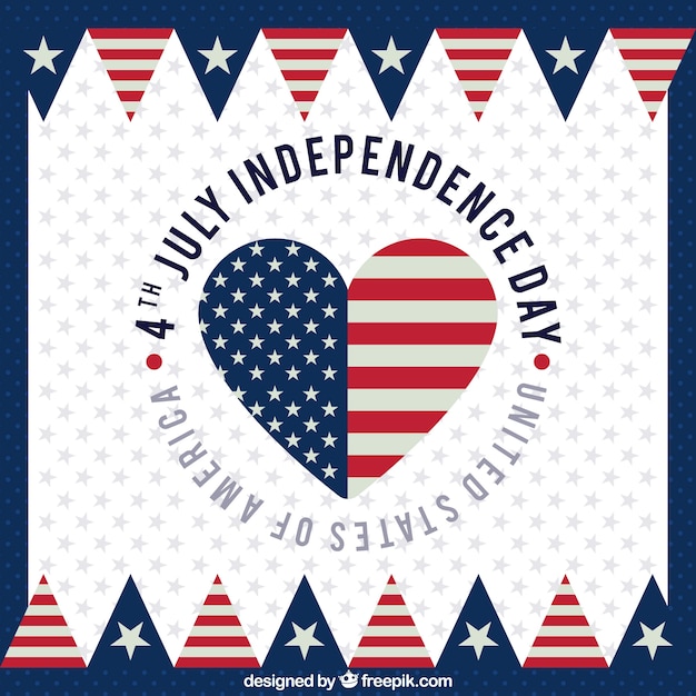 Free vector american independence day with flag and heart