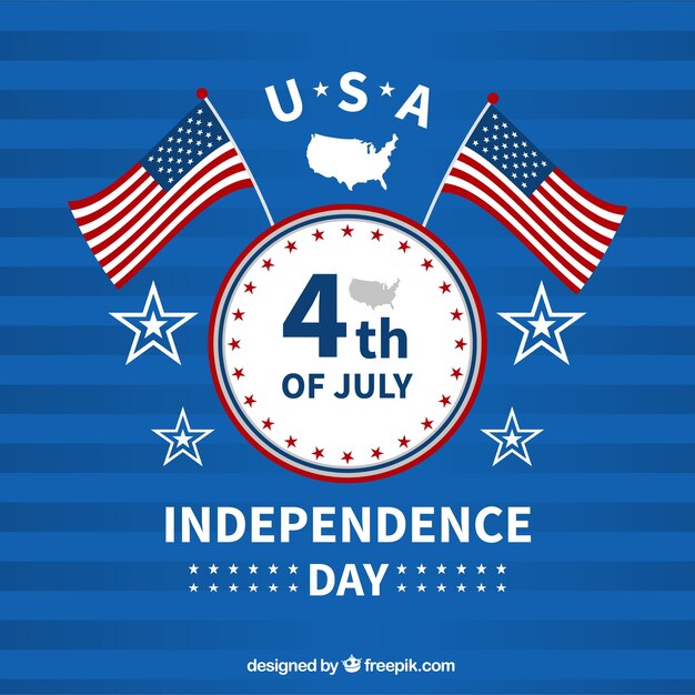 American independence day with flags and badge
