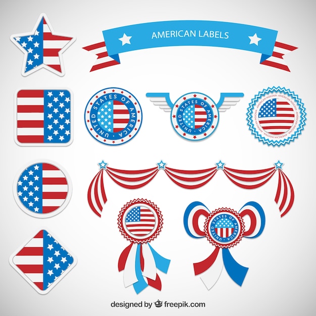 Free vector american labels collection