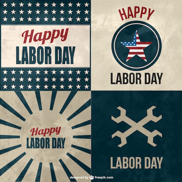 Free vector american labor day card set