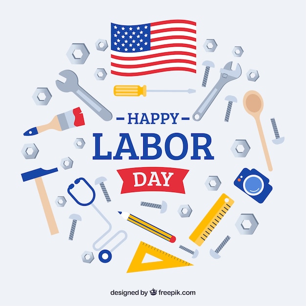 Free vector american labor day composition with flat design