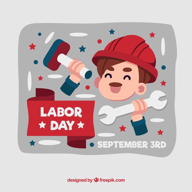 Free vector american labor day composition with flat design