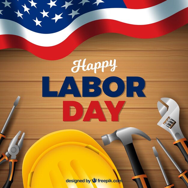 American labor day composition with realistic style