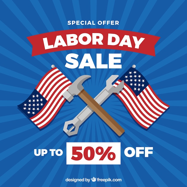 Free vector american labor day sale with flat design