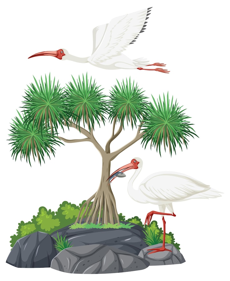 Free Vector american white ibis group